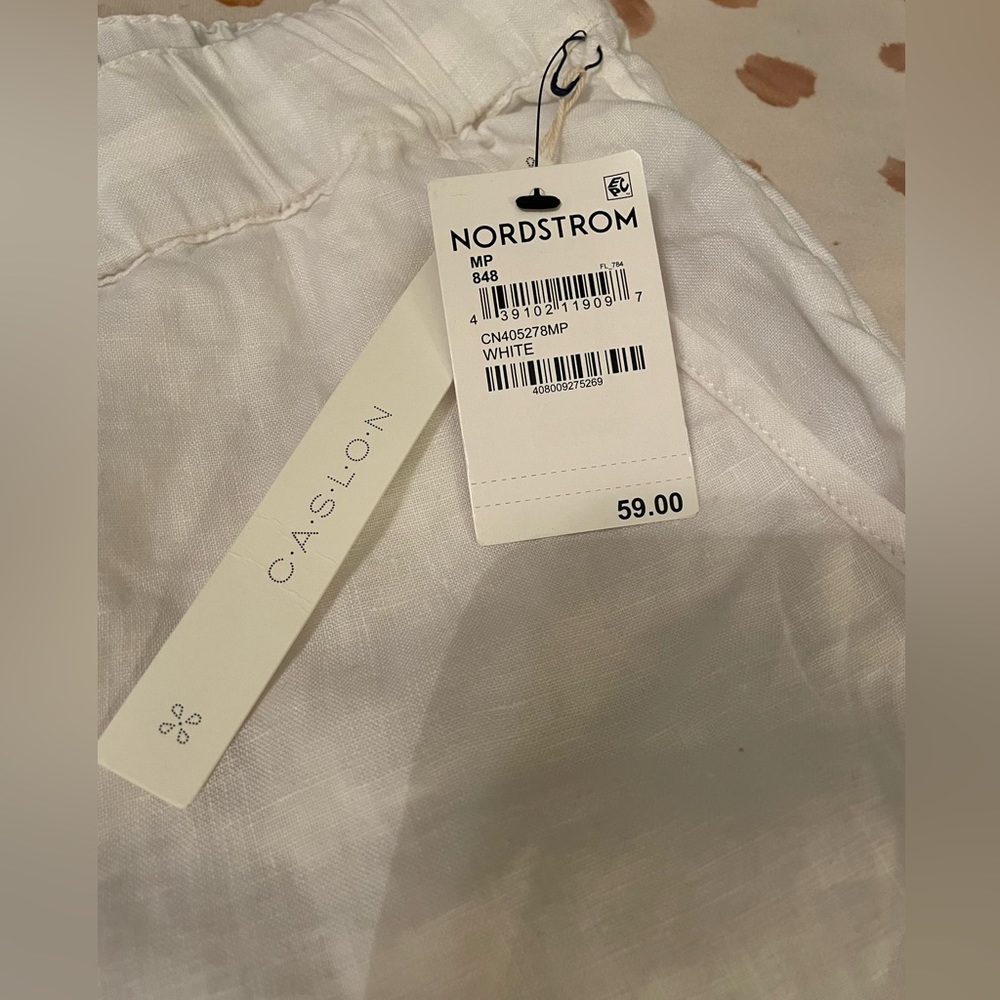 NWT Caslon Petite Linen White Cropped Pants - Picture 2 of 6